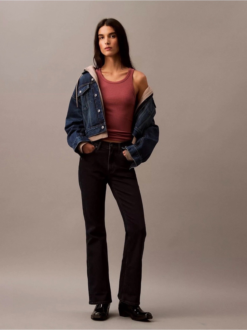 CALVIN KLEIN BLUE JEANS FLARE - Women’s RETRO DARK WASH DENIM Size 12